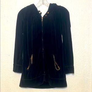 Juicy Couture Black and Gold Velvet Jacket with gold Metallic Accents size M